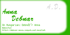 anna debnar business card